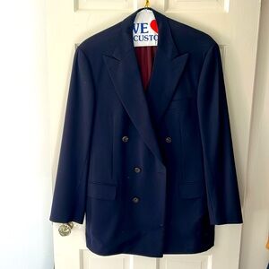 Samuelsohn Double Brested Navy Super 100s (90% wool; 10% cashmere) Blazer